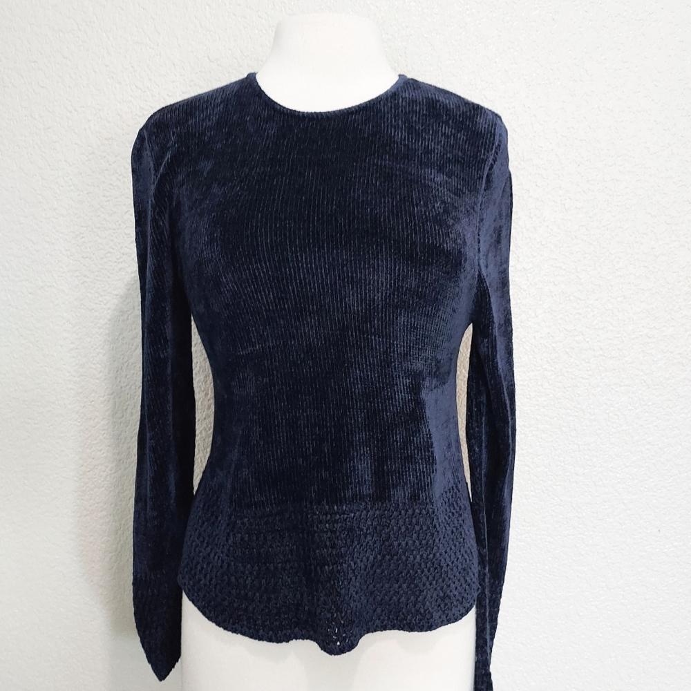 Clio Blue Chenile Knit Long Sweater Size Large